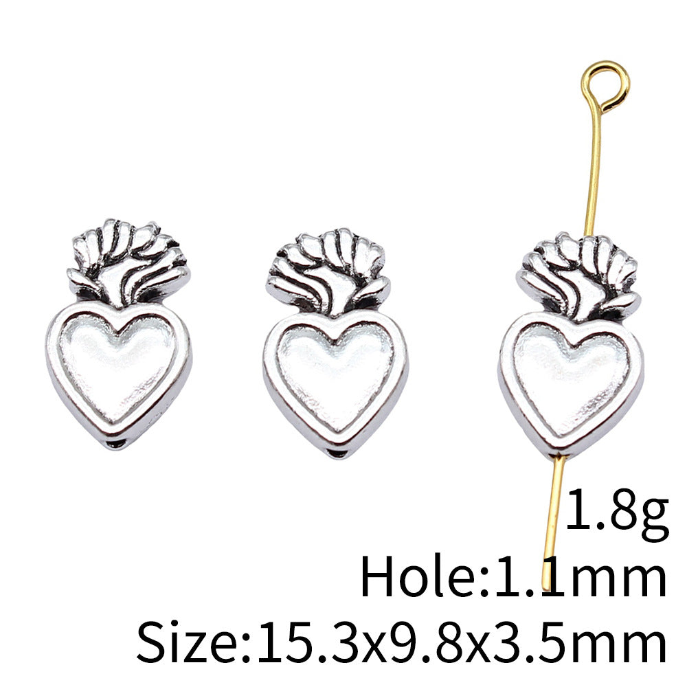 15.3x9.8x3.5mm 1.8g Antique Silver Zinc Alloy Gothic Heart Loose Metal Beads for Bracelet Necklace Making