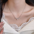 Silver Tone Crystal Chevron Necklace With Pearl Drop view 4