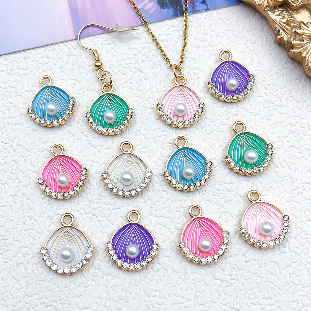 Zinc Alloy Shell Pearl Ocean Life Charm Pendant for DIY Necklace Earrings Jewelry Making