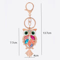 Rose Gold Multicolor Rhinestone Owl Metal Keychain view 2