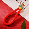 Braided Wrist Strap Keychain Components with Four-Leaf Metal Caps view 1