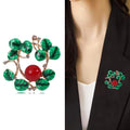 Green Leaf Wreath Brooch With Red or White Round Bead view 2