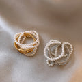 Multi Layer Pearl Open Ring Silver Bead Stack Style view 3