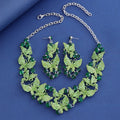 Black Silver Tone Butterfly Crystal Five Designs Metal Necklace and Earring Set view 4