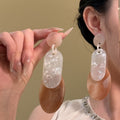 Layered Geometric Resin Drop Earrings in Four Colors view 4