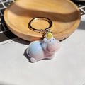 Flocked Pastel Hippo Keychains Duck Cap and Plain 2 Styles view 4