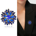 Crystal Flower Brooch Gold Silver Multicolor Rhinestone Pin view 2