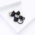 Black Cat Pair Brooch With Crowns Decorative Lapel Pin view 4