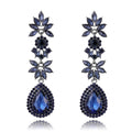 Blue Silver Tone Flower Crystal Four Designs Metal Dangle Earrings view 7