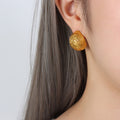 Textured C-Shape Embossed Hoop Earrings Gold or Silver view 7