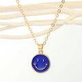 Gold Tone Enamel Smiley Face Pendant Necklaces in Six Colors view 3