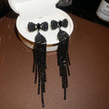 Bow Crystal Tassel Drop Earrings in Three Dramatic Colors view 6