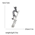 Slender Cat Riding Broom Brooch in Silver or Gold Tone view 6