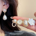 Gold Pearl Mixed Stud Drop Multi Piece Earring Sets view 2