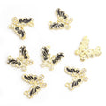 Black Enamel Crystal Butterfly Charms in Gold and Silver Tones view 6