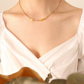 Gold Dual Lucky Plate Bar Necklace Notched Tag Cable Chain view 4