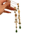 Gold Tone Floral Hair Pins With Green Bead Drops And Mismatched Variant Image view 5