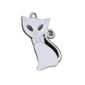 Enamel Cat Charm Pendant Black and White Silver-Tone Jump Ring view 5