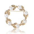 Pearl Leaf Circle Brooch Open Wreath Gold and Silver view 5