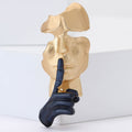 Abstract Face and Hand Metal Brooch in Black and Gold view 2