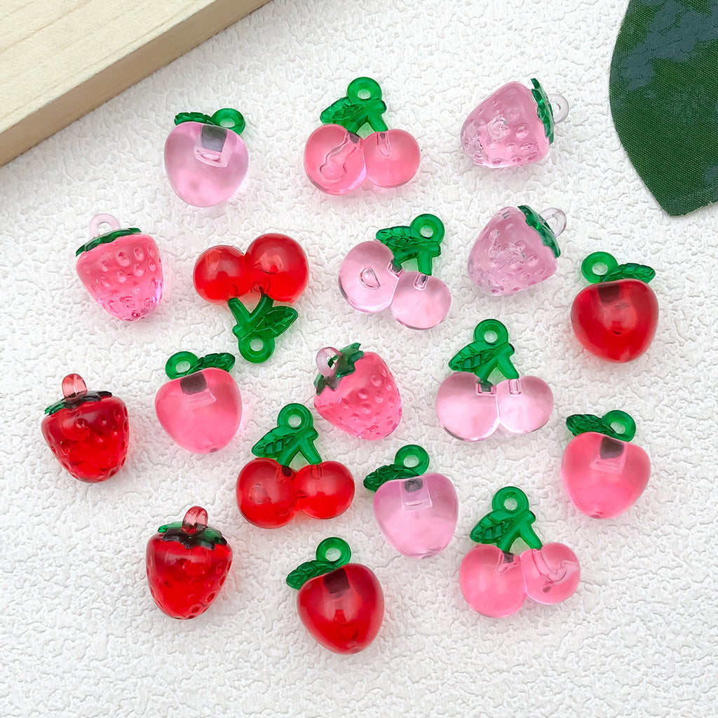 Acrylic Cherry Strawberry Fruit Charm Pendant for DIY Earrings Bracelet Necklace Making