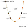 Gold Stainless Steel Multicolor Natural Stone Bead Necklace Bracelet view 7
