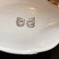 Layered Crystal Cuff Earrings in Silver and Gold Tone view 4
