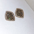 Smoky Crystal Twisted Square Gold Tone Stud Earrings view 6