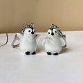 White Resin Baby Penguin Figure Keychain Carabiner view 2