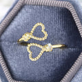 Open Adjustable Twisted Rope Double Heart Ring Two Tones view 2