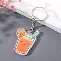 Silver Tone Printed Acrylic Food and Character Split Ring Keychains view 3