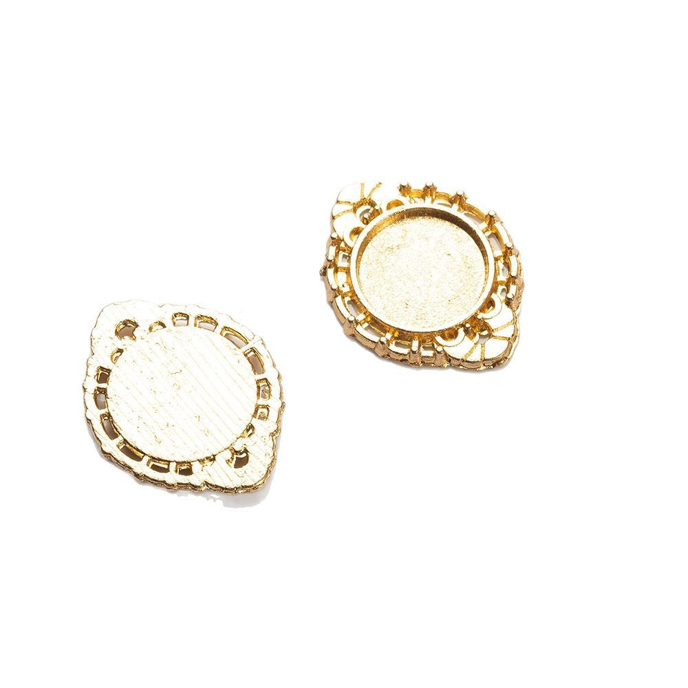 Alloy Double-Loop Pendant Tray Bezel Setting for 10mm Cabochons