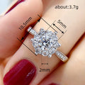 Silver Tone Halo Cluster Ring with Clear Round Stones view 4