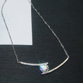 White Gold Curved Bar Smile Clear Pendant Necklace Alloy view 3