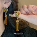 Resin Teardrop Earrings in Purple Brown and Marbled Styles view 2