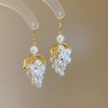 Pearl Grape Cluster Hook Drop Earrings for Women Fashion Jewelry view 6