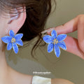 Colorful Enamel Flower Stud Earrings in Five Colors view 3
