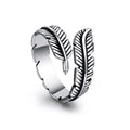 Antique Silver Tone Double Feather Adjustable Wrap Ring view 5