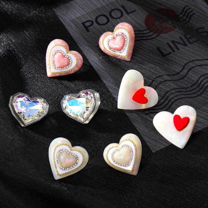 Colorful Resin Layered Heart Statement Stud Earrings in Four Designs