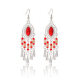 Red Blue and Multicolor Beaded Teardrop Tassel Earrings view 5