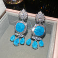 Blue Crystal Floral Chandelier Earrings in Two Designs view 7