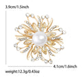 Pearl Center Flower Brooch Rhinestones Gold or Silver Tone view 5