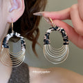 Layered Leopard Print Hoop and Fringe Drop Earrings view 4