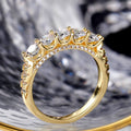 Gold Five Stone Clear Row Finger Ring Pave Shoulders view 4