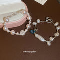 Silver Baroque Pearl Bracelets White and Pink Two Styles view 4