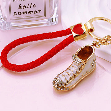 Jeweled White High Top Shoe Keychains with Two Hardware Options