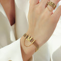 Letter M Mesh Choker Bracelet Gold Pearl Drop Style view 4