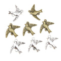 Flying Bird Metal Charms in Antique Bronze and Silver Tones view 5