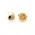 Gold Tone Leopard Pattern Cube Geometric Stud Earrings view 4