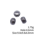 Antique Silver Carved Large Hole Barrel Bead for Jewelry Making view 3